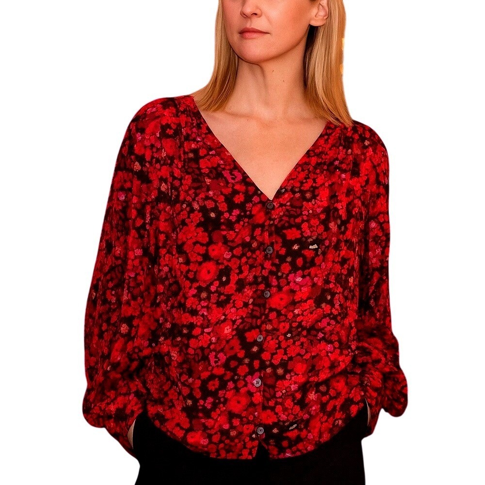 Lane Bryant Floral Long Sleeve Office Chic Brunch‎ Fit Blouse Womens 14 16